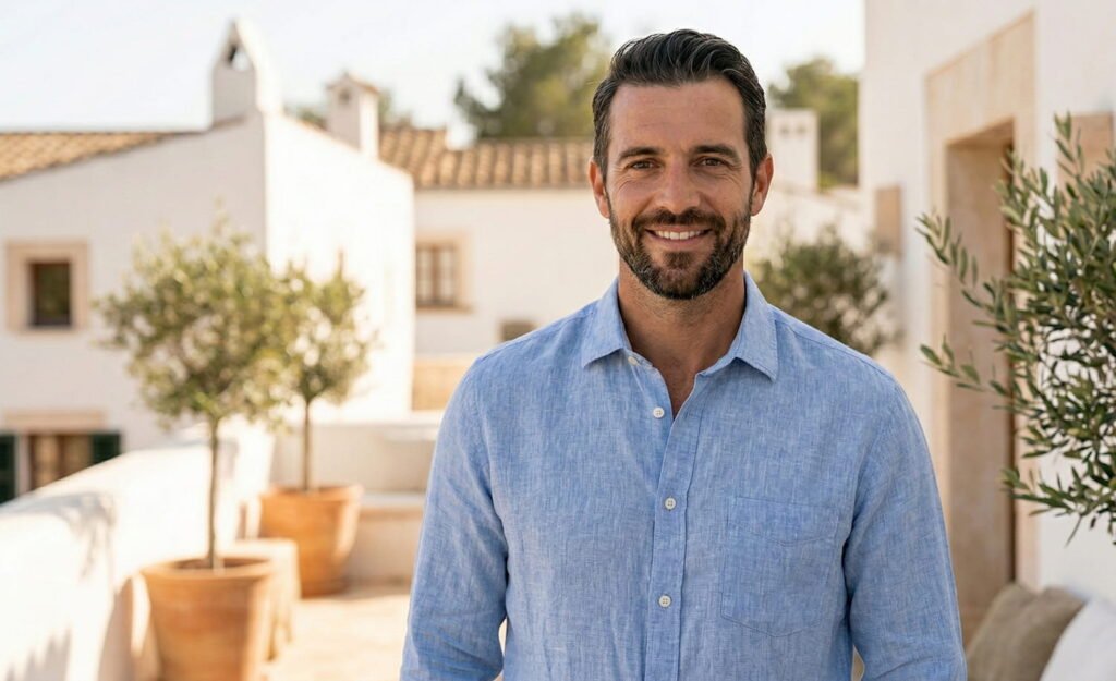 Hombre con barba y cabello cuidado tras rutina de 2 minutos